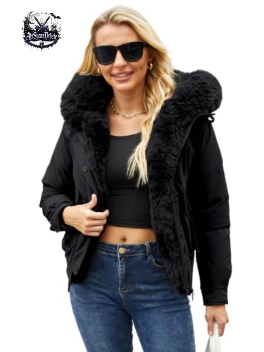 Womens Thickened Puffer Coat Detachable Faux Fur Hood Warm Winter Parka